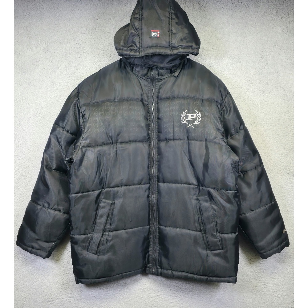 Y2K Phat Farm Puffer Jacket Men M Black Insulated Quilted Classic Winter